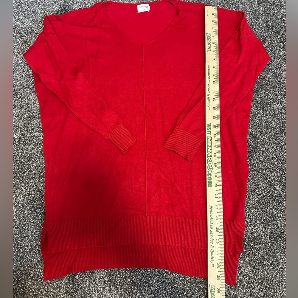 Vibrant Red V-Neck Sweater for Women